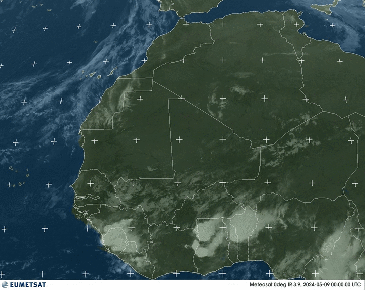 Meteosat - animação - África Ocidental - infravermelho - 3.9