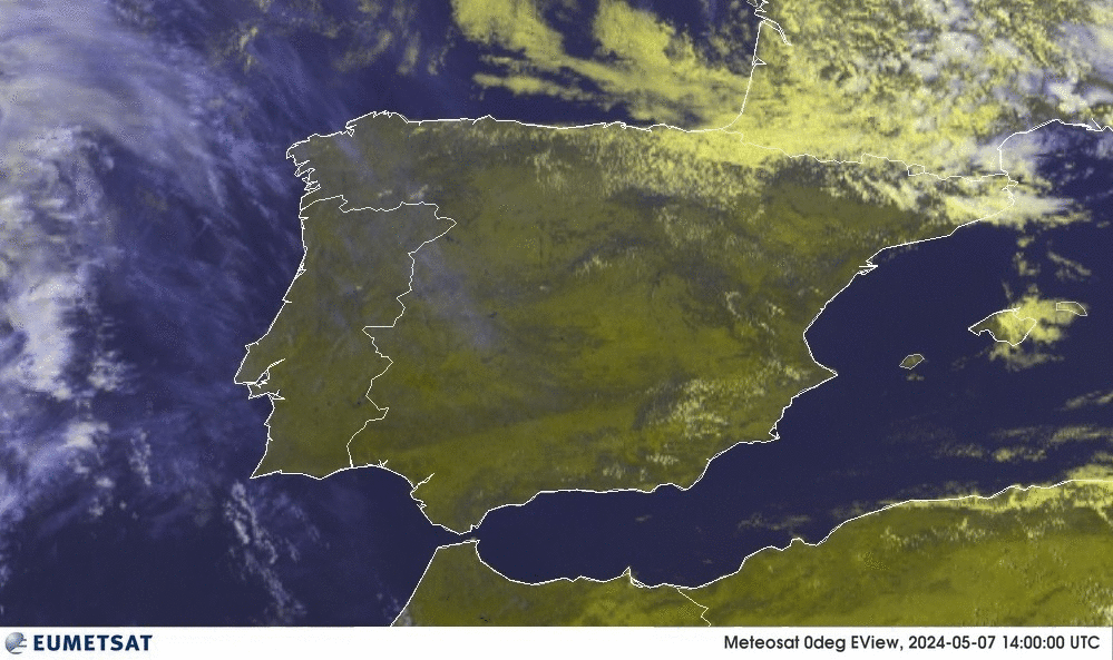 Meteosat - мультипликация - RGB : Испания, Португалия