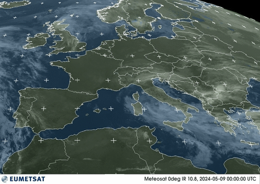 Meteosat - animering - Europa - infrarött - 10.8