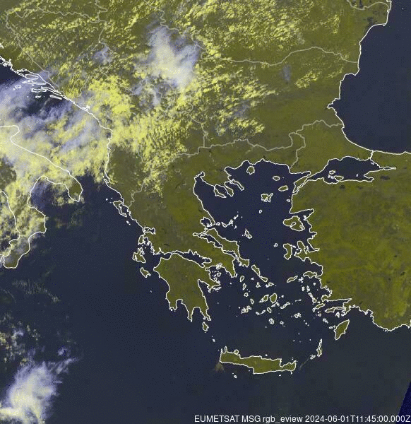 Meteosat - précipitations - Grèce, Bulgarie, Roumanie, Serbie, Bosnie-Herzégovine, Monténégro, Macédoine, Albanie, Kosovo, Turquie