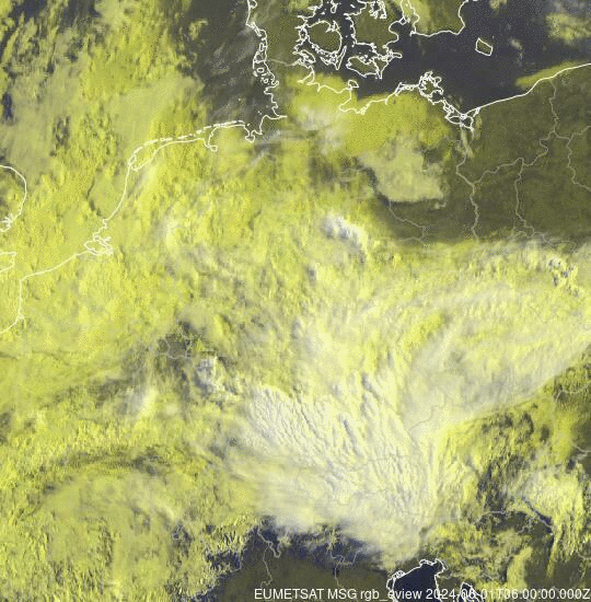 Meteosat - précipitations - Allemagne, République Tchèque, Autriche, Suisse, Pays-Bas, Belgique