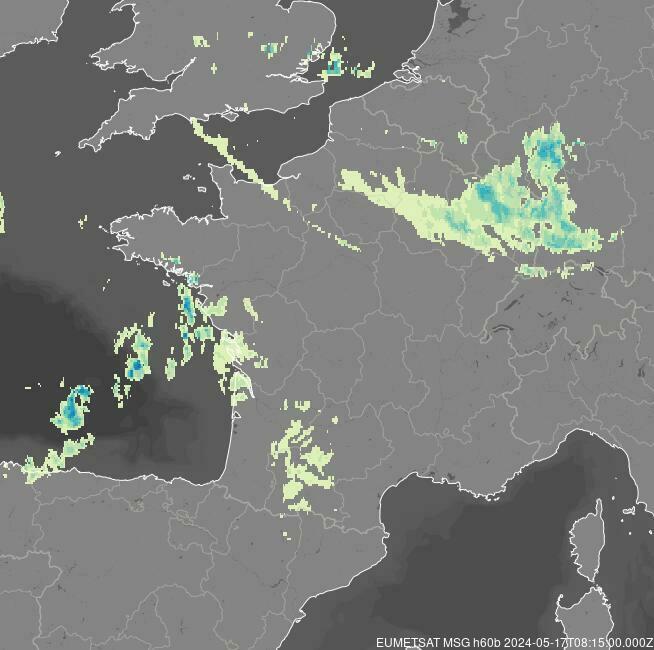 Meteosat - precipitación - Francia, Bélgica, Suiza