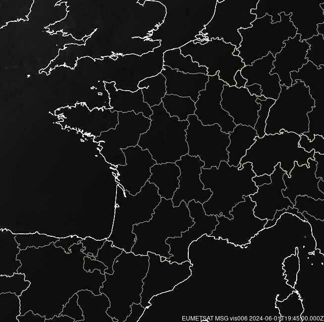 Meteosat - neerslag - Frankrijk, België, Zwitserland