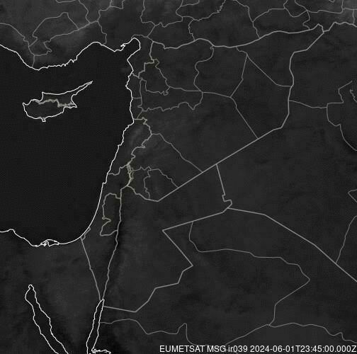 Meteosat - משקעים - ישראל, הטריטוריה הפלסטינית, לבנון, סוריה, ירדן