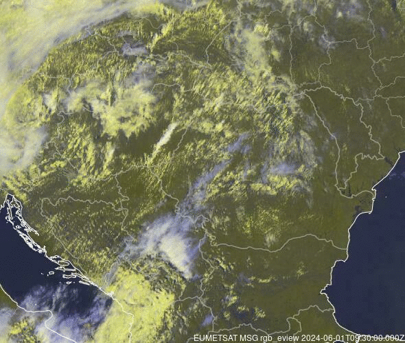 Meteosat - precipitation - Hungary, Romania, Bulgaria, Serbia, Bosnia and Herzegovina, Montenegro, Croatia, Slovakia, Moldova