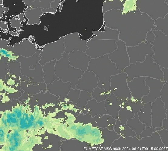 Meteosat - precipitación - Polonia, República Checa, Eslovaquia, Lituania