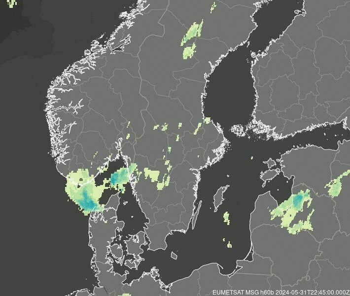 Meteosat - 강수 - 덴마크, 노르웨이, 스웨덴, 핀란드, 에스토니아, 라트비아, 리투아니아