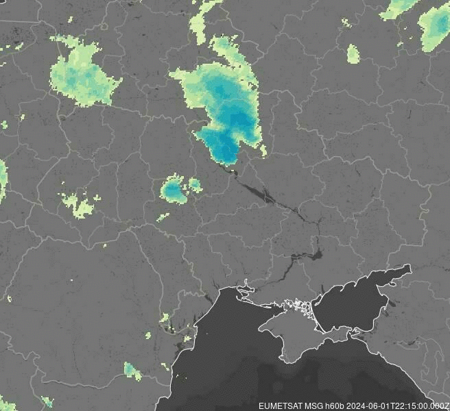 Meteosat - neerslag - Oekraïne, Moldavië, Roemenië, Wit-Rusland